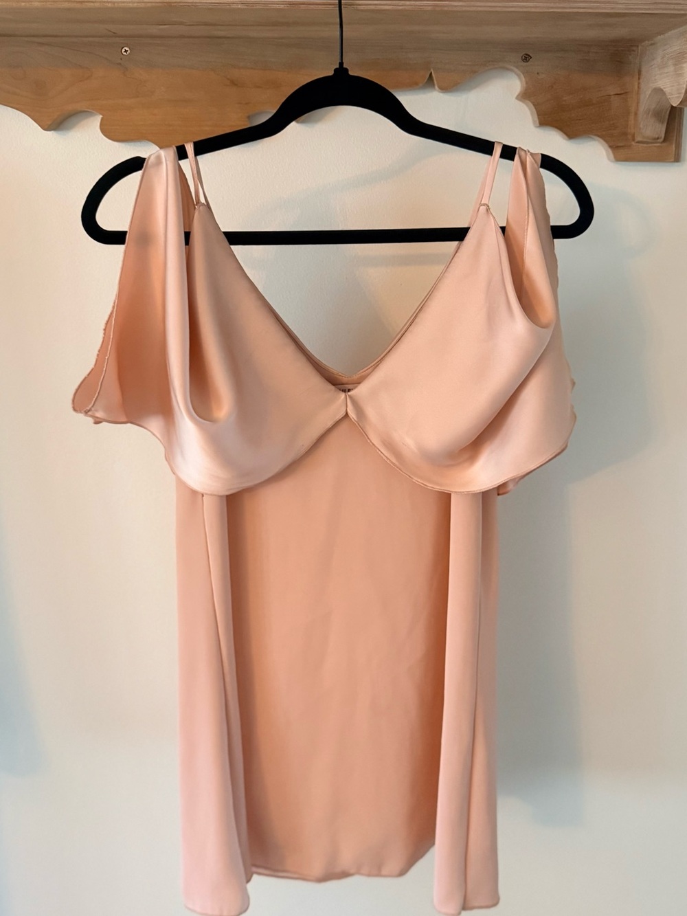Bailey 44 "Kate" Cold Shoulder Draped Silk Blouse Pink Blush